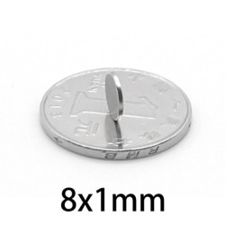 N35 - neodymium magnet - strong round disc - 8mm * 1mm - 50 - 1000 piecesN35