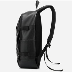 Mochila de couro na moda - bolsa para laptop de 15,6 polegadas - orifício para fone de ouvido - à prova d'água