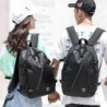 Mochila de couro na moda - bolsa para laptop de 15,6 polegadas - orifício para fone de ouvido - à prova d'água