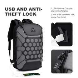 Mochila elegante - bolsa para laptop de 15,6 polegadas - trava antifurto - porta de carregamento USB - à prova d'água