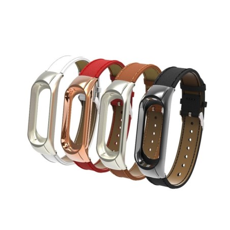 Pulseira de couro - para relógio Xiaomi Mi Band - 3-4-5-6