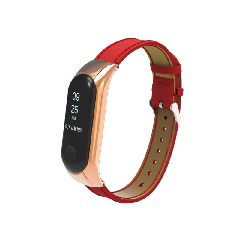 Pulseira de couro - para relógio Xiaomi Mi Band - 3-4-5-6