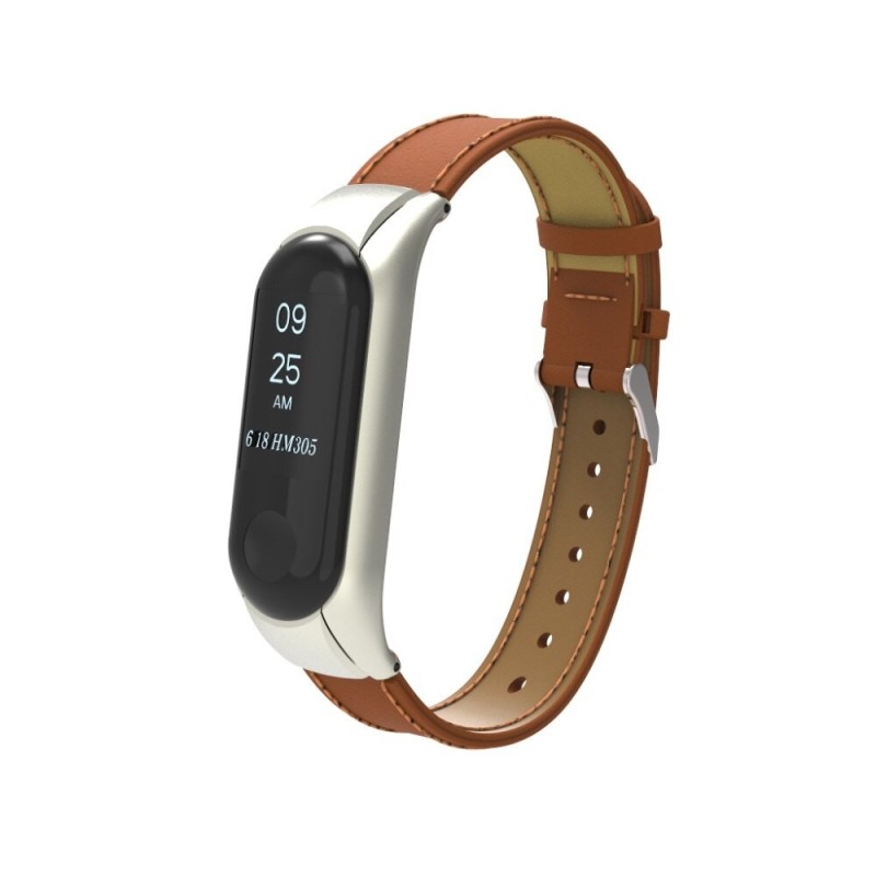 Pulseira de couro - para relógio Xiaomi Mi Band - 3-4-5-6
