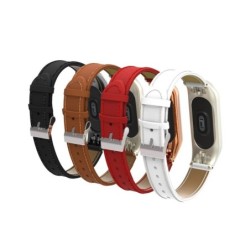 Pulseira de couro - para relógio Xiaomi Mi Band - 3-4-5-6