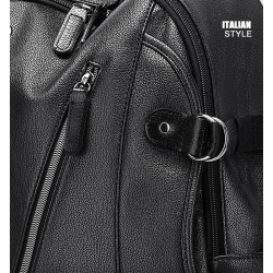 Mochila de couro na moda - bolsa para laptop de 15,6 polegadas - orifício para fone de ouvido - à prova d'água