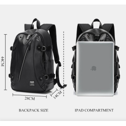 Mochila de couro na moda - bolsa para laptop de 15,6 polegadas - orifício para fone de ouvido - à prova d'água