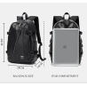 Mochila de couro na moda - bolsa para laptop de 15,6 polegadas - orifício para fone de ouvido - à prova d'água