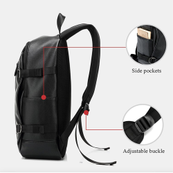 Mochila de couro na moda - bolsa para laptop de 15,6 polegadas - orifício para fone de ouvido - à prova d'água