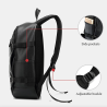 Mochila de couro na moda - bolsa para laptop de 15,6 polegadas - orifício para fone de ouvido - à prova d'água