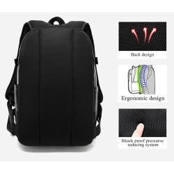 Mochila de couro na moda - bolsa para laptop de 15,6 polegadas - orifício para fone de ouvido - à prova d'água