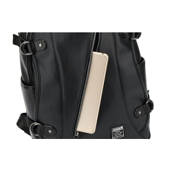 Mochila de couro na moda - bolsa para laptop de 15,6 polegadas - orifício para fone de ouvido - à prova d'água