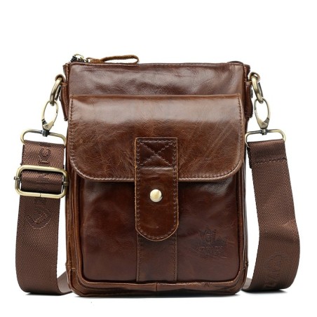 Bolsa de ombro elegante - couro genuíno - aba / ferrolhos