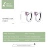 Brincos com coração de cristal rosa - prata de lei 925