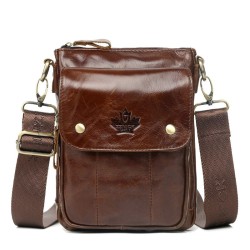 Bolsa de ombro elegante - couro genuíno - aba / ferrolhos
