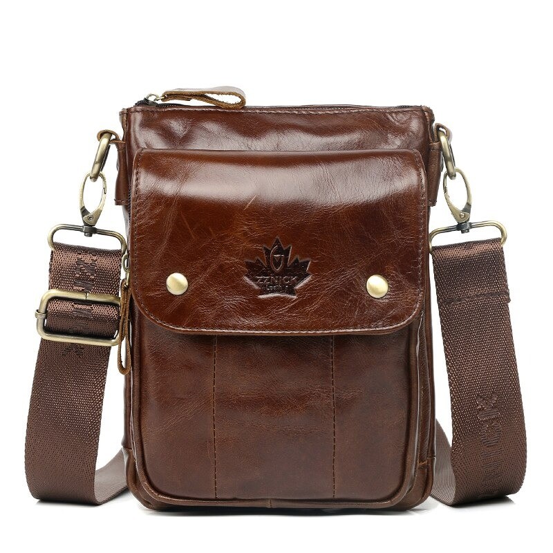 Bolsa de ombro elegante - couro genuíno - aba / ferrolhos