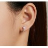 Stud earrings with a pink crystal heart - 925 sterling silverEarrings