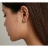 Stud earrings with a pink crystal heart - 925 sterling silverEarrings