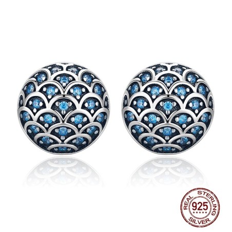 Elegantes brincos redondos - Legend Of The Sea - zircônias - prata de lei 925