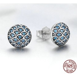 Elegant round stud earrings - Legend Of The Sea - zirconia - 925 sterling silverEarrings