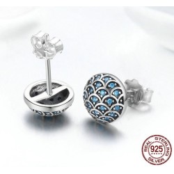 Elegant round stud earrings - Legend Of The Sea - zirconia - 925 sterling silverEarrings