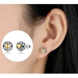 Exclusive stud earrings - hollow out hearts - yellow zircon heart - 925 sterling silverEarrings