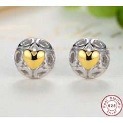 Exclusive stud earrings - hollow out hearts - yellow zircon heart - 925 sterling silverEarrings