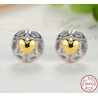 Exclusive stud earrings - hollow out hearts - yellow zircon heart - 925 sterling silverEarrings