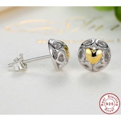Exclusive stud earrings - hollow out hearts - yellow zircon heart - 925 sterling silverEarrings