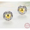 Exclusive stud earrings - hollow out hearts - yellow zircon heart - 925 sterling silverEarrings