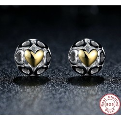 Exclusive stud earrings - hollow out hearts - yellow zircon heart - 925 sterling silverEarrings