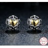 Exclusive stud earrings - hollow out hearts - yellow zircon heart - 925 sterling silverEarrings