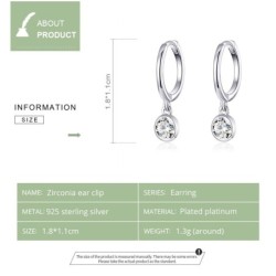 Brincos redondos elegantes - com zircônias - prata de lei 925