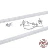 Floral stud earrings - asymmetric - with chain / crystals - 925 sterling silverEarrings