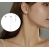 Brincos elegantes com estrelas - assimétricos - com corrente / cristais - prata de lei 925