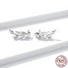Elegant stud earrings - leaves shaped - with crystals - 925 sterling silverEarrings