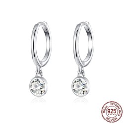 Brincos redondos elegantes - com zircônias - prata de lei 925