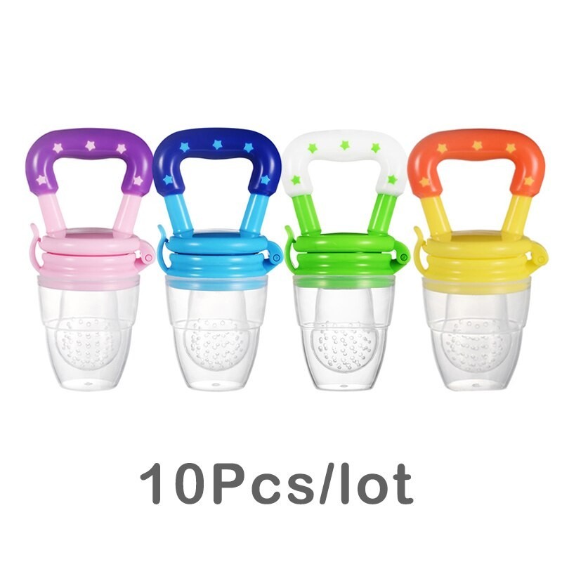 Chupeta de bebê - alimentador de alimentos frescos - sucos - leite - rede coador de silicone - 10 peças