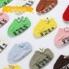 Meias de algodão para bebê - antiderrapantes - letras impressas - decoração de desenhos animados