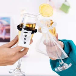 Decoração de mesa de casamento - tampa de copo de vinho - traje de noiva / noivo