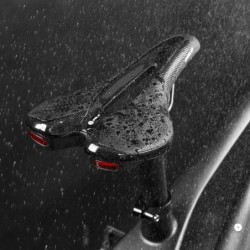 Selim de bicicleta com luz traseira - couro - carregamento USB - à prova d'água