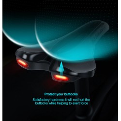 Selim de bicicleta com luz traseira - couro - carregamento USB - à prova d'água