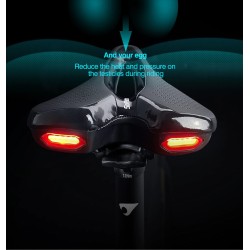 Selim de bicicleta com luz traseira - couro - carregamento USB - à prova d'água
