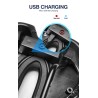 Selim de bicicleta com luz traseira - couro - carregamento USB - à prova d'água