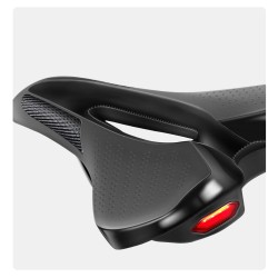 Selim de bicicleta com luz traseira - couro - carregamento USB - à prova d'água