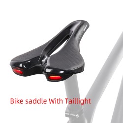 Selim de bicicleta com luz traseira - couro - carregamento USB - à prova d'água