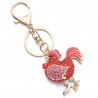 Galo de cristal vermelho - galinha - chaveiro