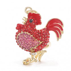 Galo de cristal vermelho - galinha - chaveiro