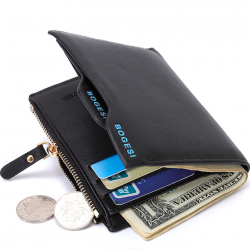 Carteira pequena masculina - bolsa com zíper - porta moedas/cartões de crédito
