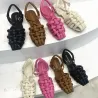 Fashionable flat sandals - with a strap - braided patternSandals