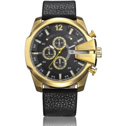 Cagarny - relógio esportivo militar - pulseira de couro - aço inoxidável